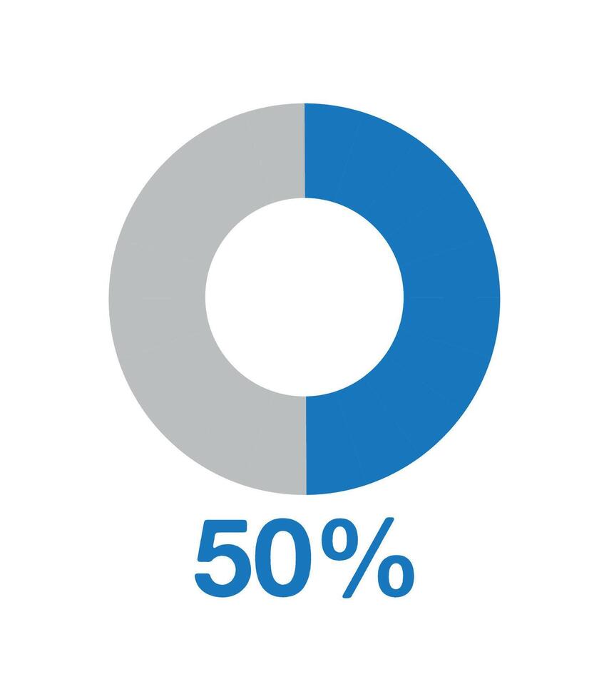 50 procent runda Graf blå. grafisk vektor för statistik och finansiera, paj form design isolerat på vit bakgrund