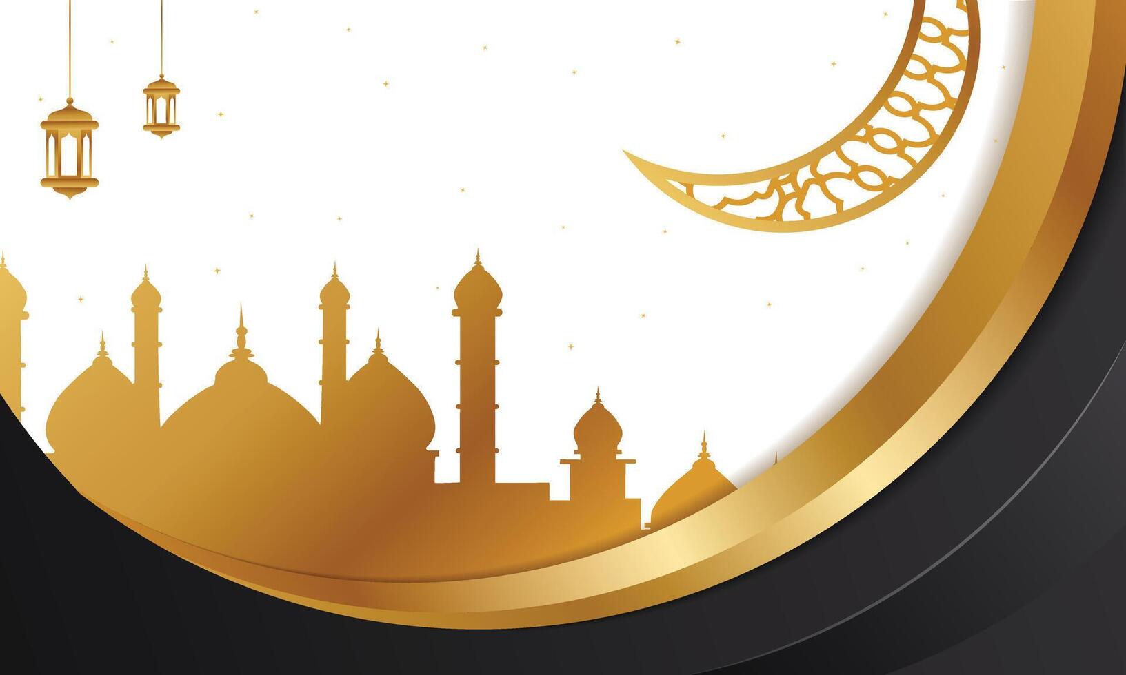 schwarz Gold Luxus Hintergrund von islamisch Urlaub Feier vektor