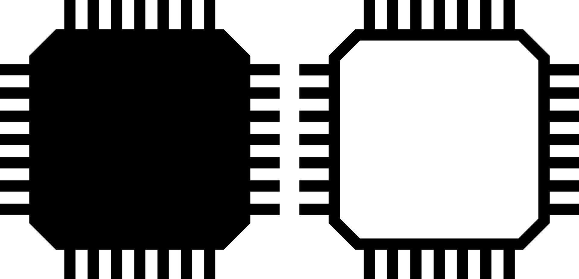 processor ikon, tecken, eller symbol i glyf och linje stil isolerat på transparent bakgrund. vektor illustration