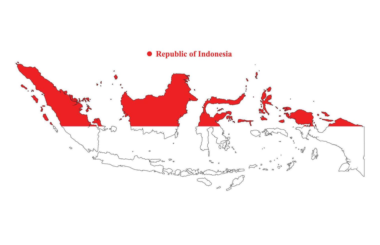 indonesien Karta med de flagga inuti. vektor illustration