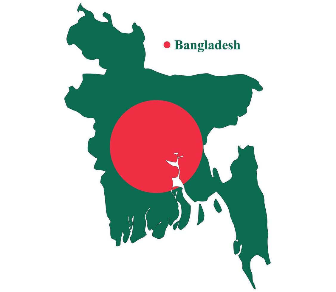 bangladesh Karta med de flagga inuti. vektor illustration