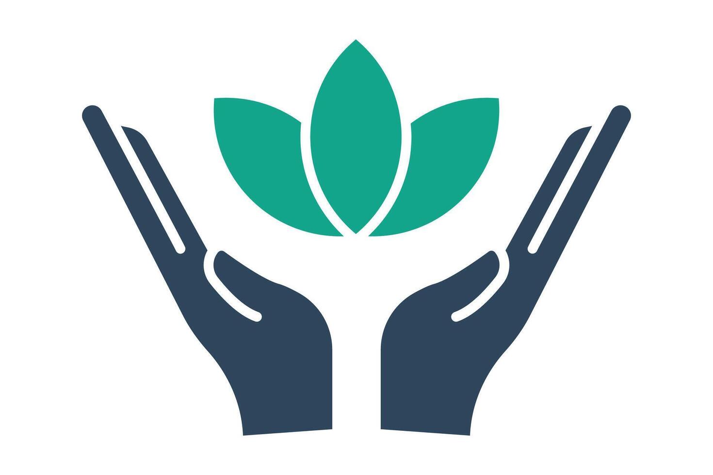 Wellness Symbol. Hand mit Lotus. perfekt zum visualisieren Wellness Programme, Fitness, Achtsamkeit, und gesund Lebensstil Auswahlmöglichkeiten. solide Symbol Stil. Element Illustration vektor