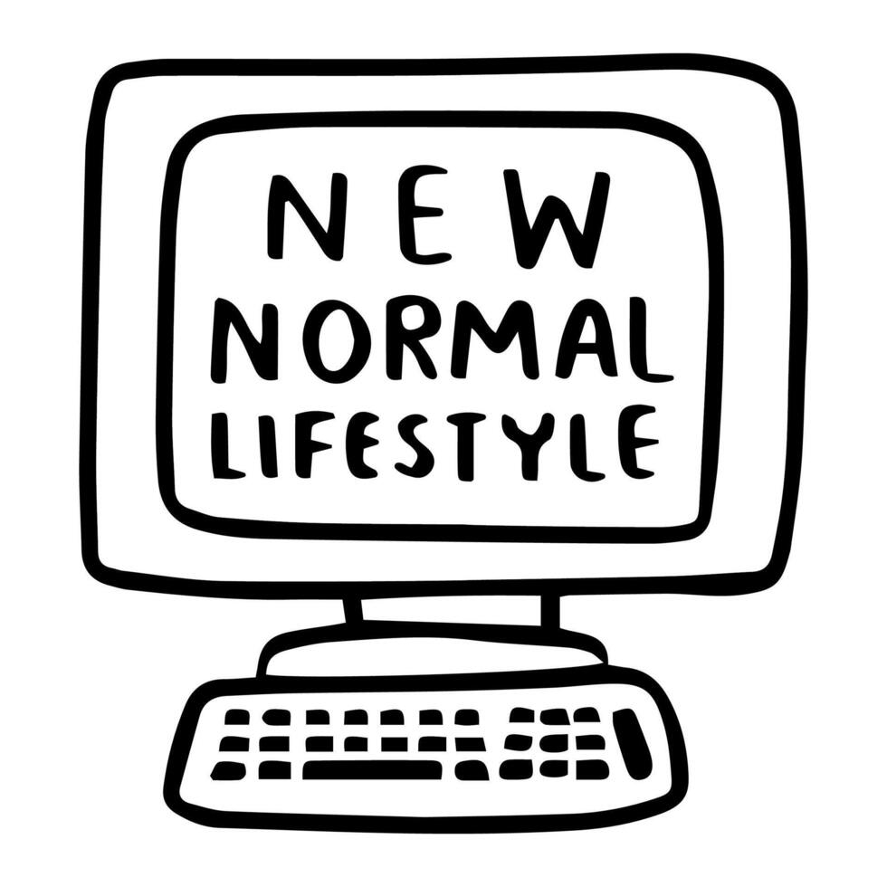 ein Jahrgang Computer Anzeigen Neu normal Lebensstil vektor