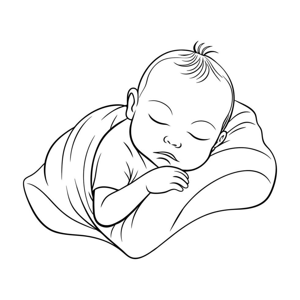 Neu bron Baby Schlaf kontinuierlich Linie Kunst Vektor Illustration