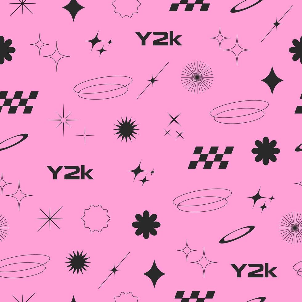 y2k modisch nahtlos Muster. Rosa Hintergrund. retro futuristisch minimal Hintergrund. Vektor