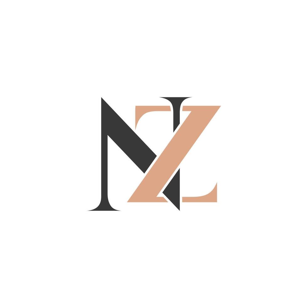 initialer brev logotyp zn, nz, z och n vektor