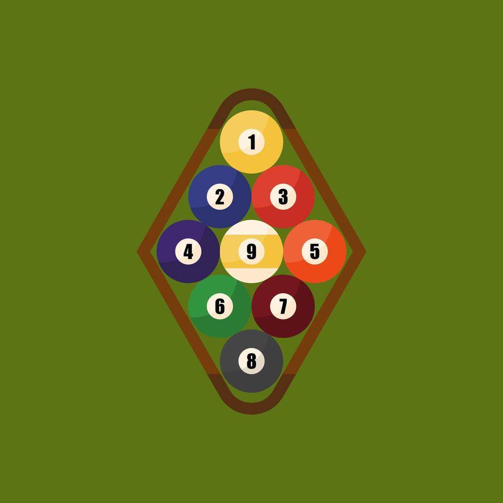 nio boll uppstart vektor illustration av biljard boll logotyp på grön bakgrund