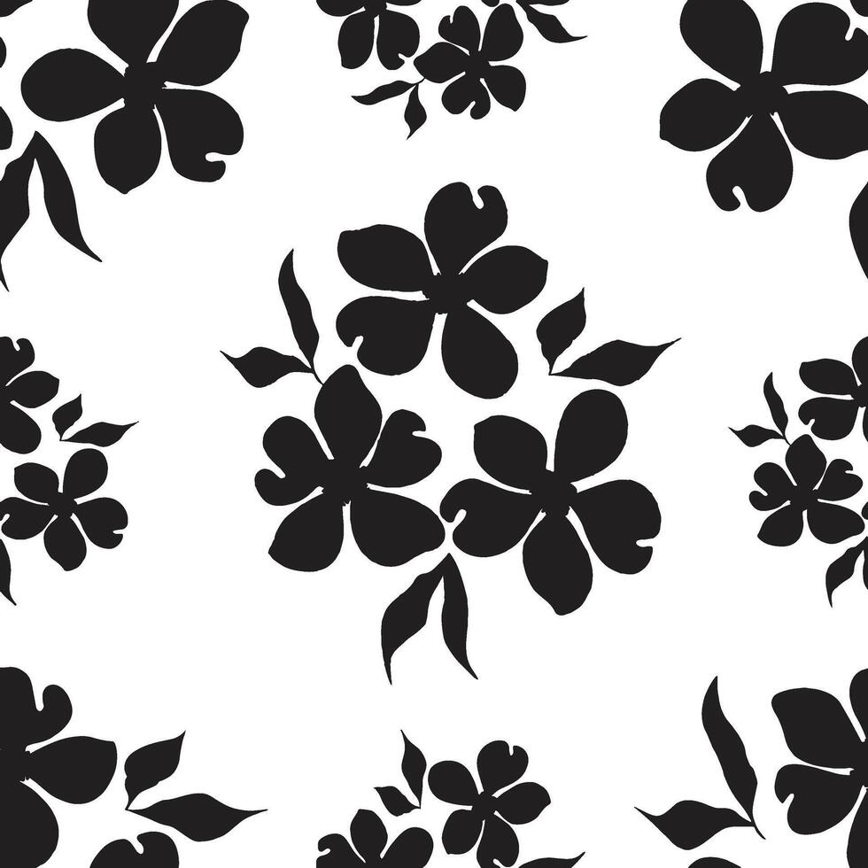 nahtlos Vektor schwarz und Weiß Blume Muster Kunst