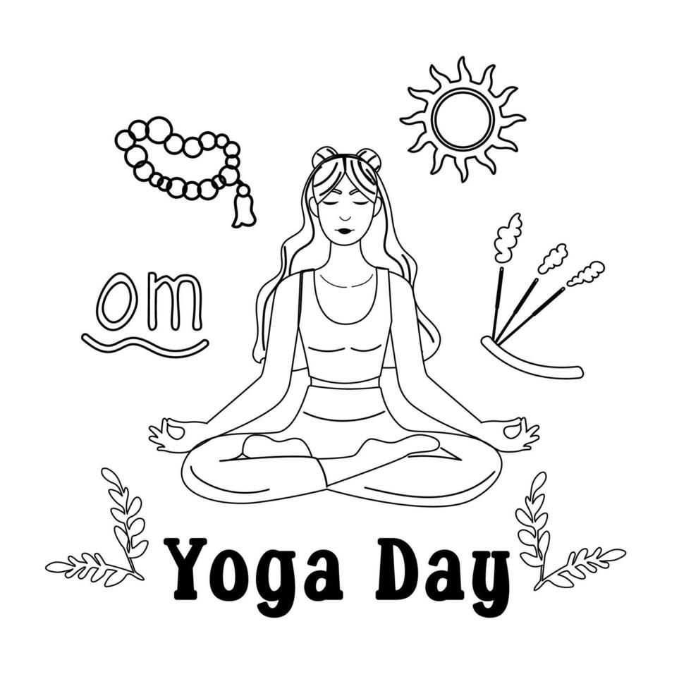 International Tag von Yoga Hintergrund Konzept Gliederung vektor