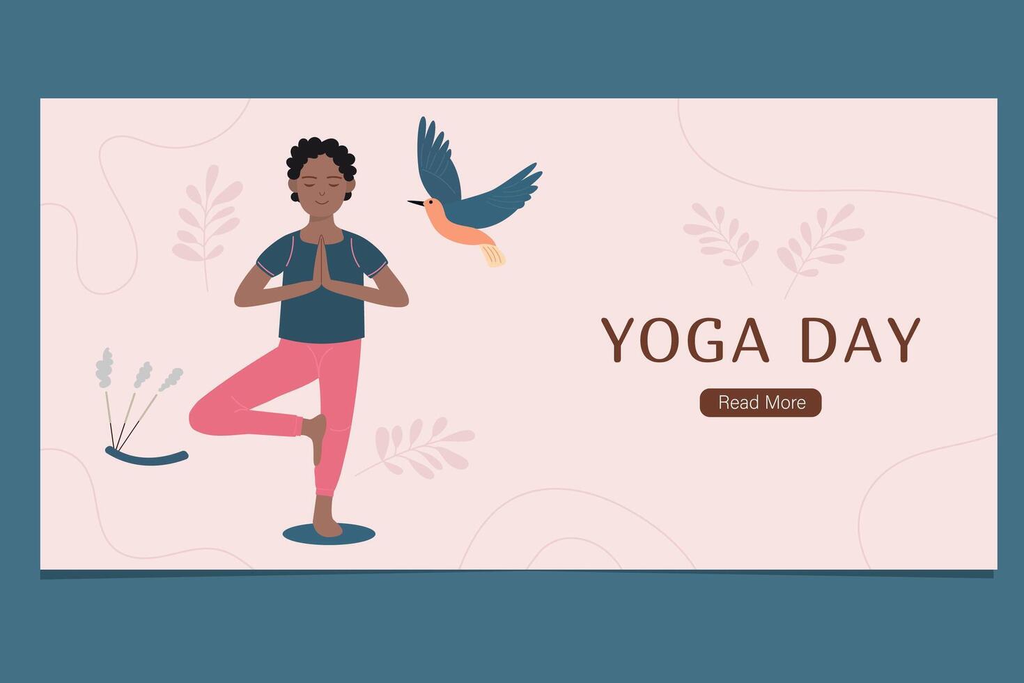 International Tag von Yoga Banner. afrikanisch amerikanisch Mann tun Yoga vektor