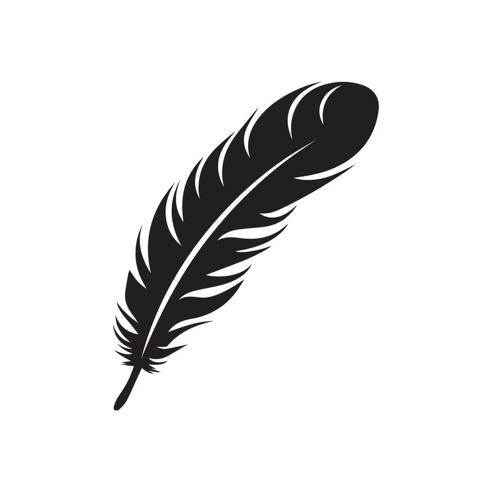Feder Symbol. schwarz Silhouette von ein Vogel auf ein Weiß Hintergrund. vektor