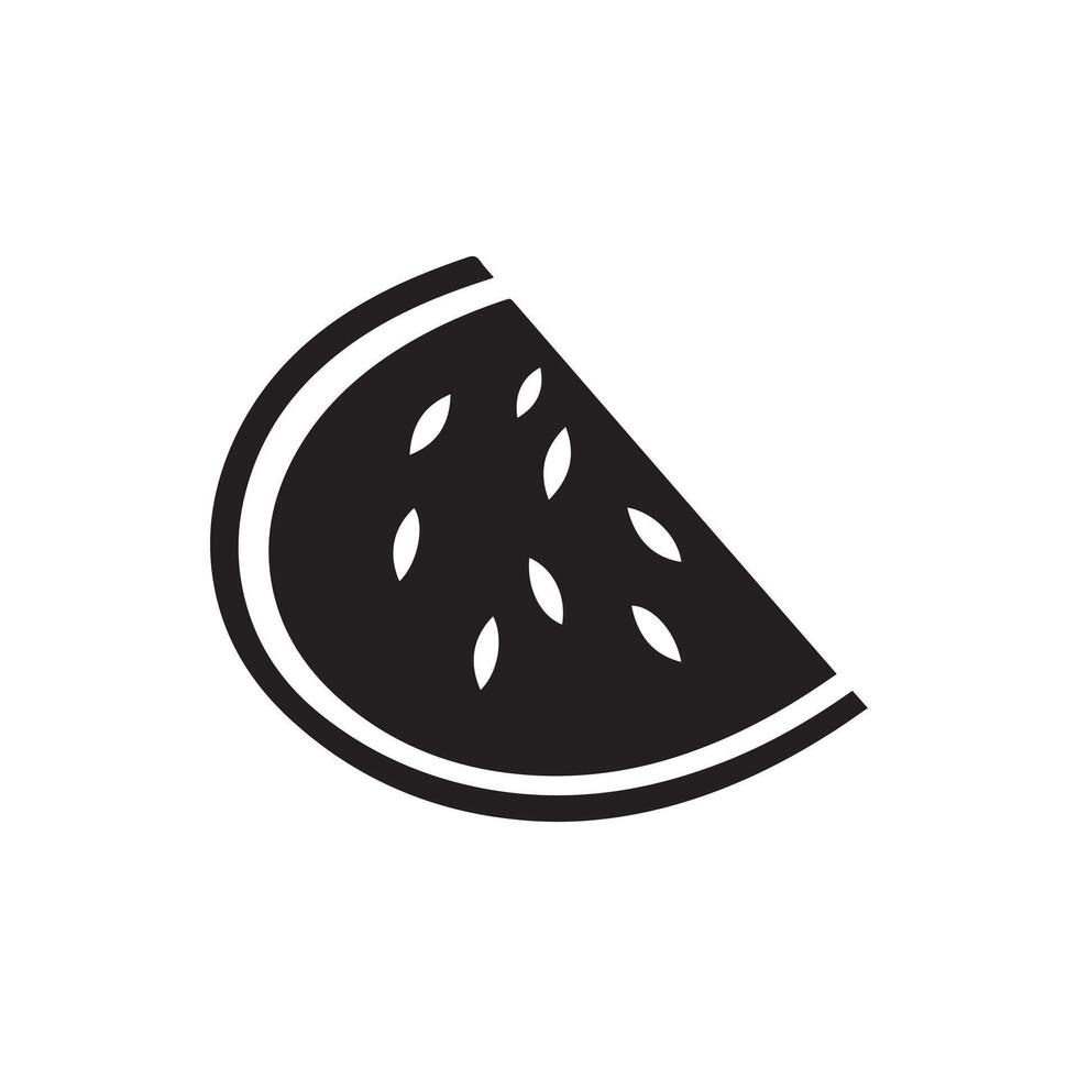 Wassermelone Essen Symbol schwarz isoliert Vektor auf Weiß Hintergrund.