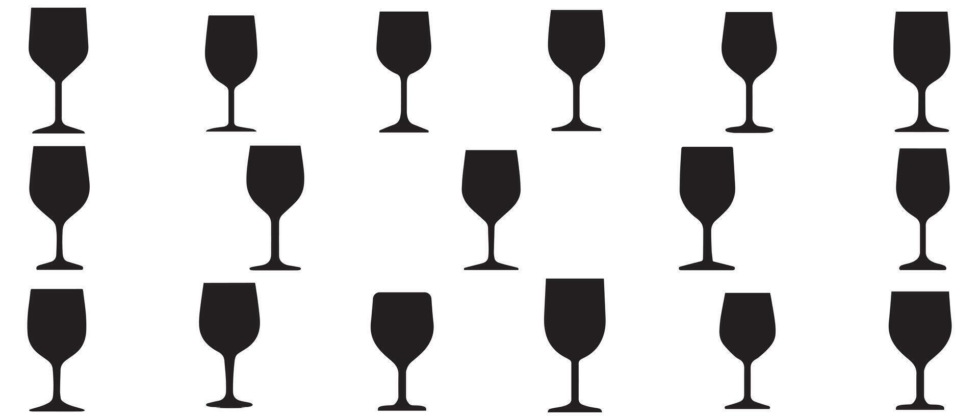 Wein Glas Symbol einstellen isoliert auf Weiß Hintergrund. Vektor Illustration.