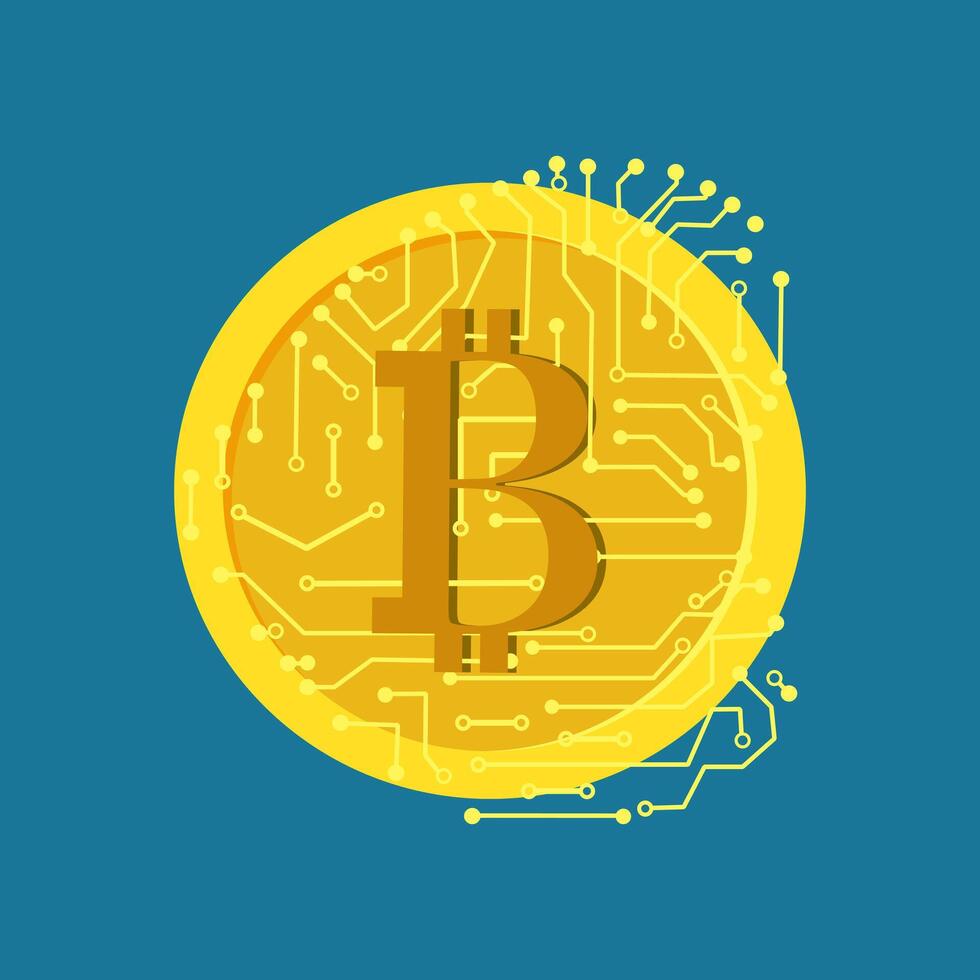 Kryptowährung Bitcoin die zukünftige Münze vektor