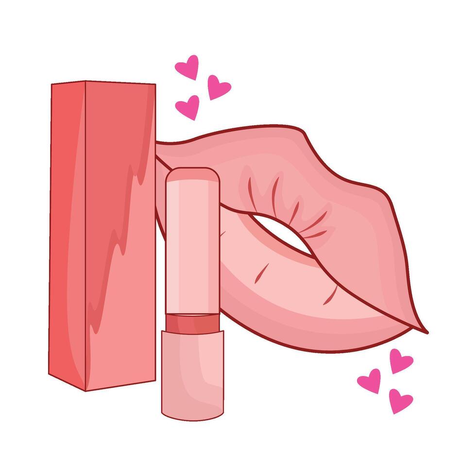 Illustration von Lippen und Lippenstift vektor