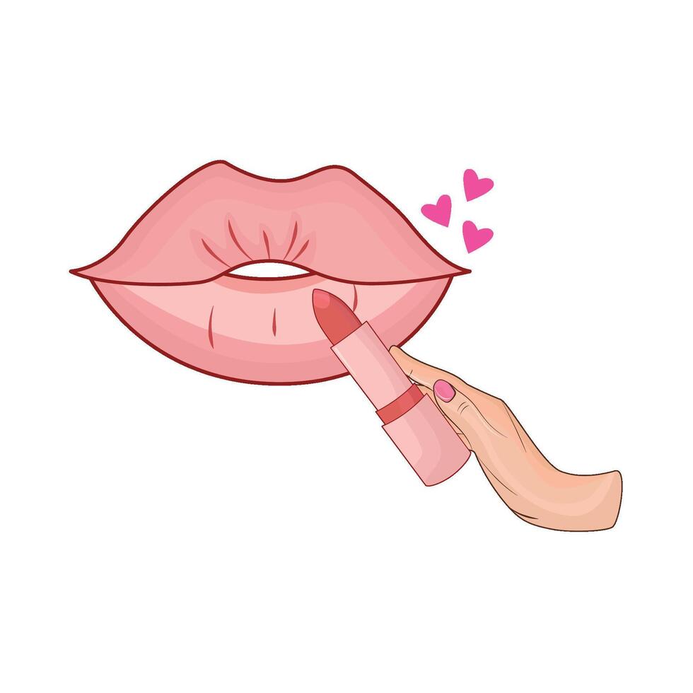 Illustration von Lippen und Lippenstift vektor