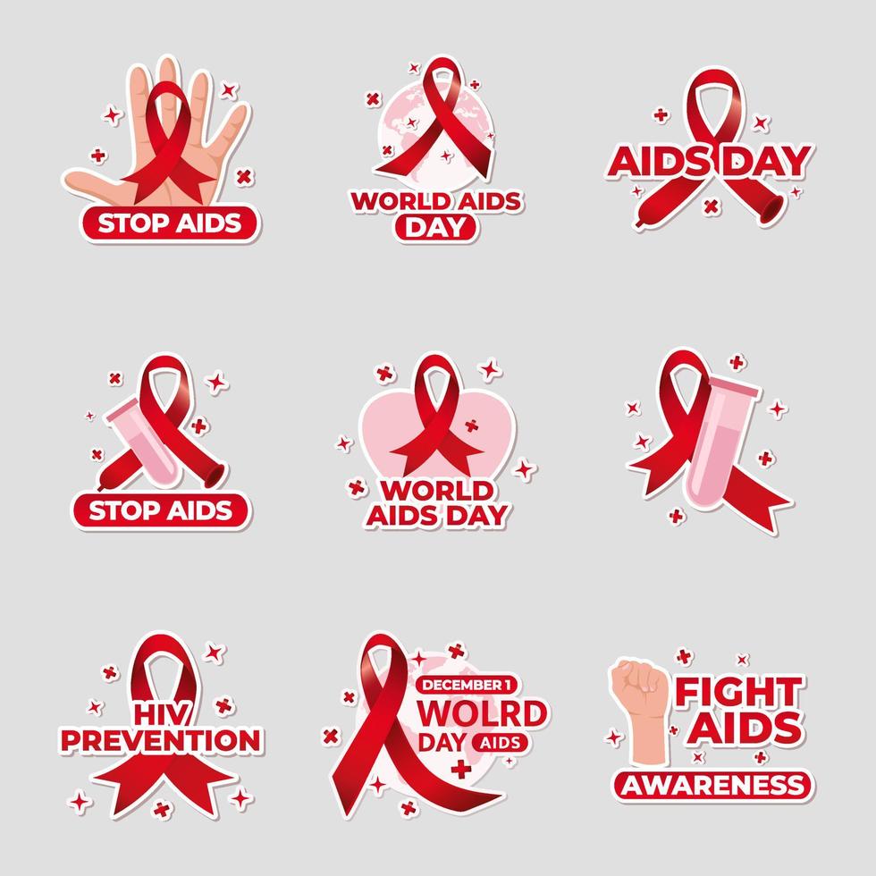 World Aids Day klistermärke pack med band rött vektor