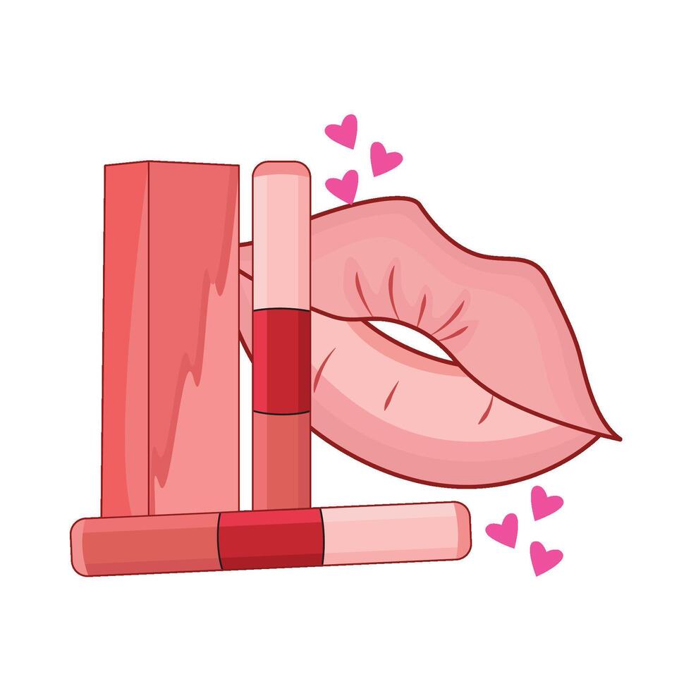 Illustration von Lippen und Lippenstift vektor