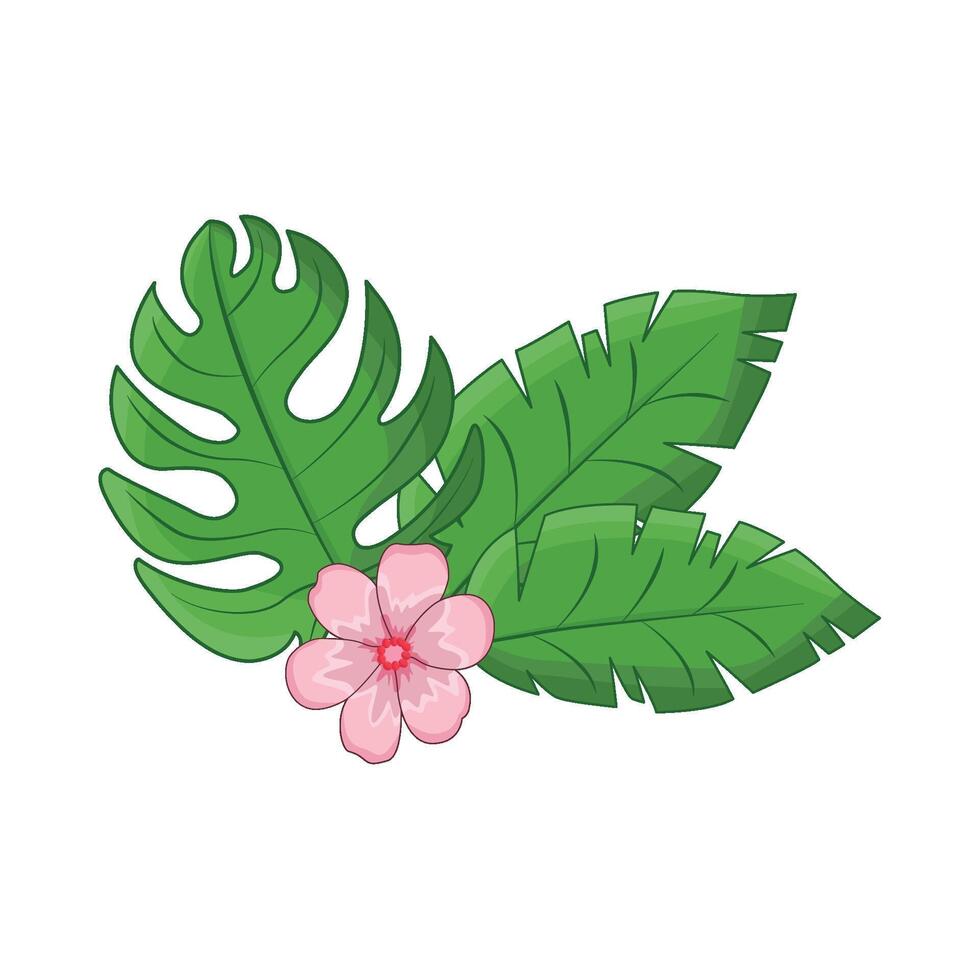 Illustration von Palme Blatt mit Blume vektor