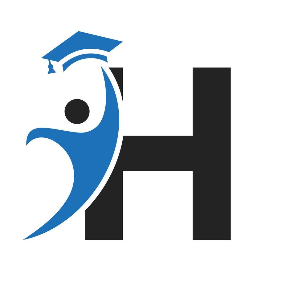 utbildning logotyp på brev h med gradering hatt ikon. gradering symbol vektor