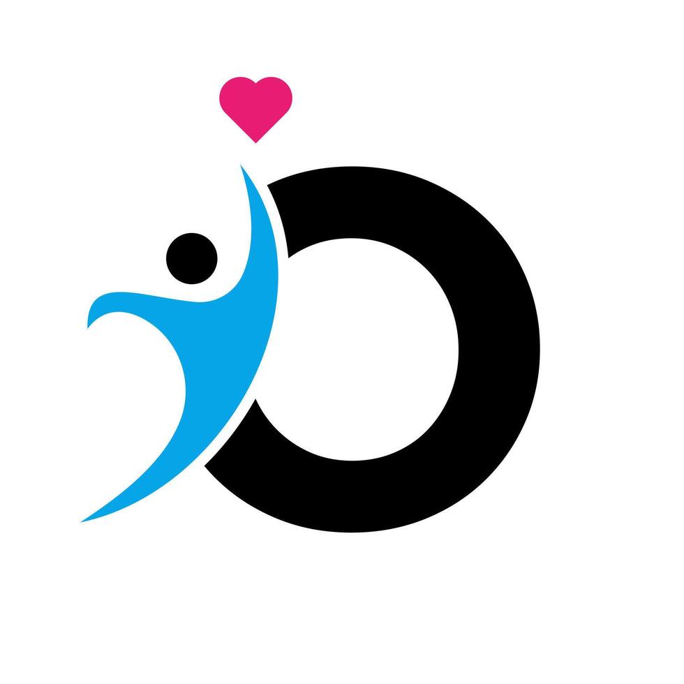 hälsa vård logotyp på brev o kärlek, hjärta symbol. välgörenhet logotyp vektor