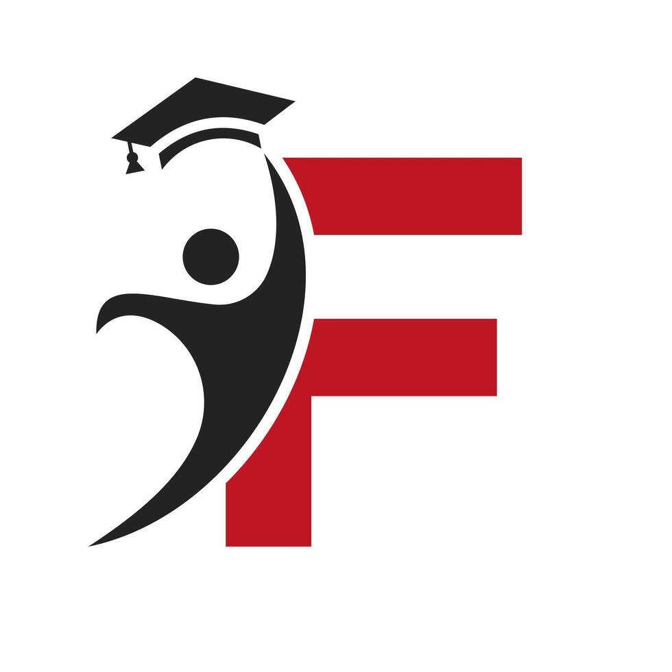 Bildung Logo auf Brief f mit Abschluss Hut Symbol. Abschluss Symbol vektor