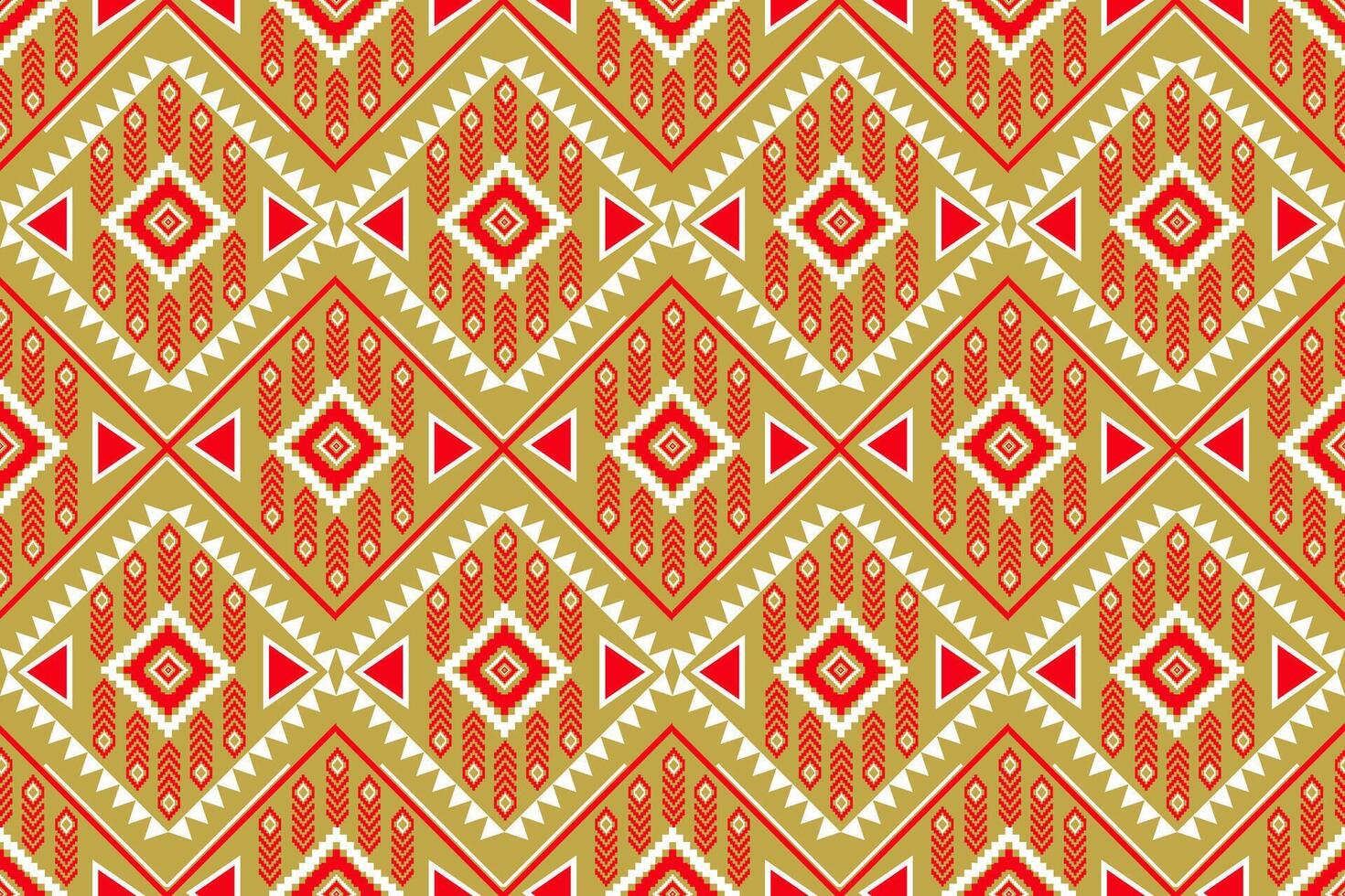 Geometrie Muster nahtlos ethnisch rot Gelb Weiß Design zum drucken Textil- Teppich vektor