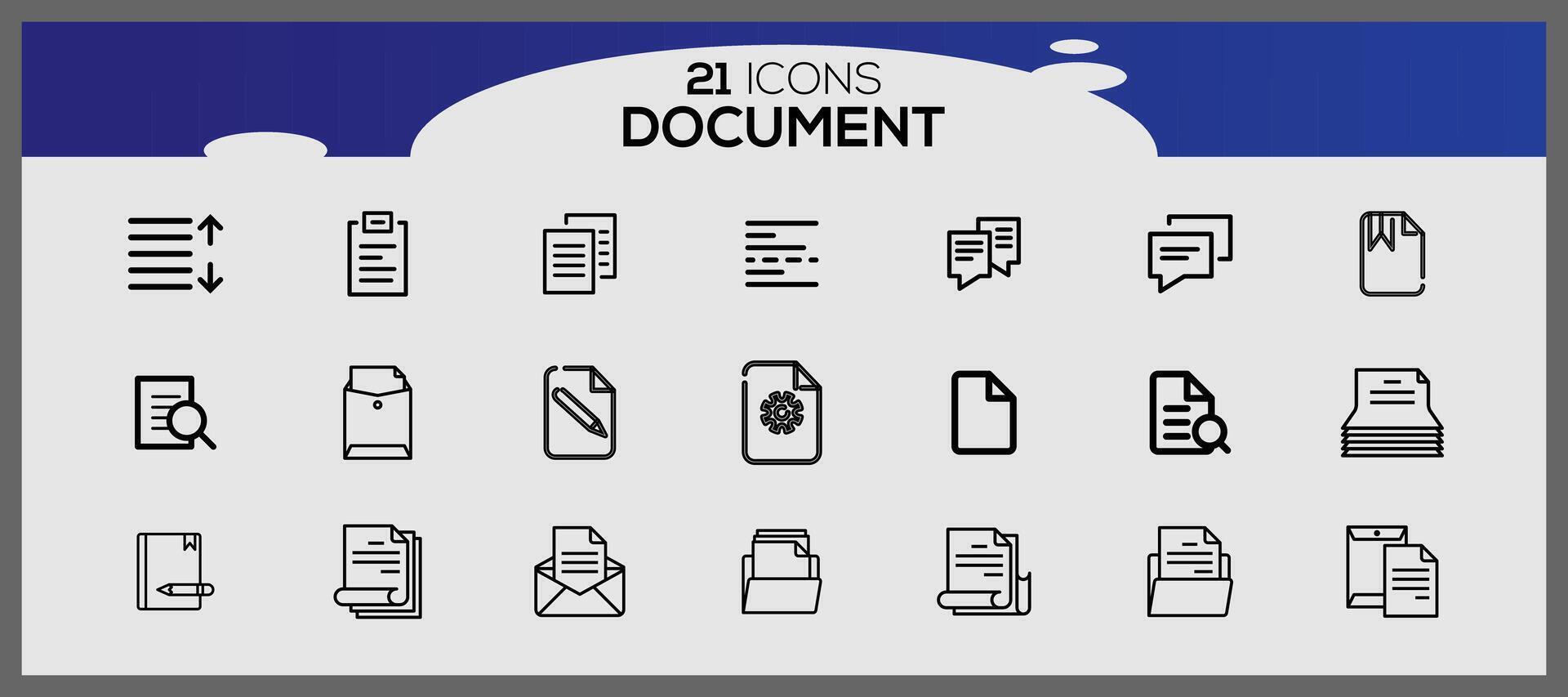 kreativ filer och dokument platt ikon packa. hemsida ikoner samling. internet element ikoner. vektor