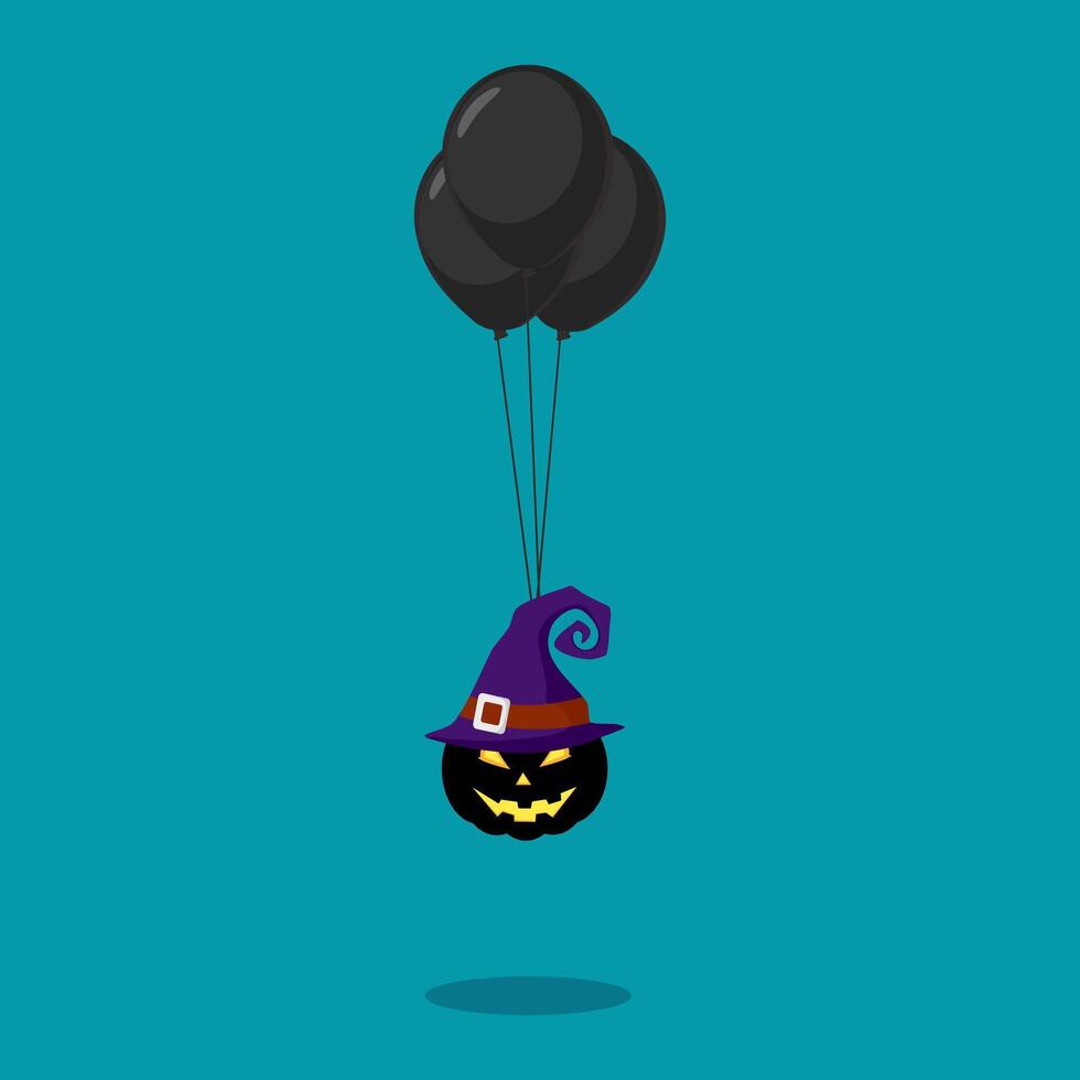 halloween pumpor med svart ballonger. halloween festival vektor