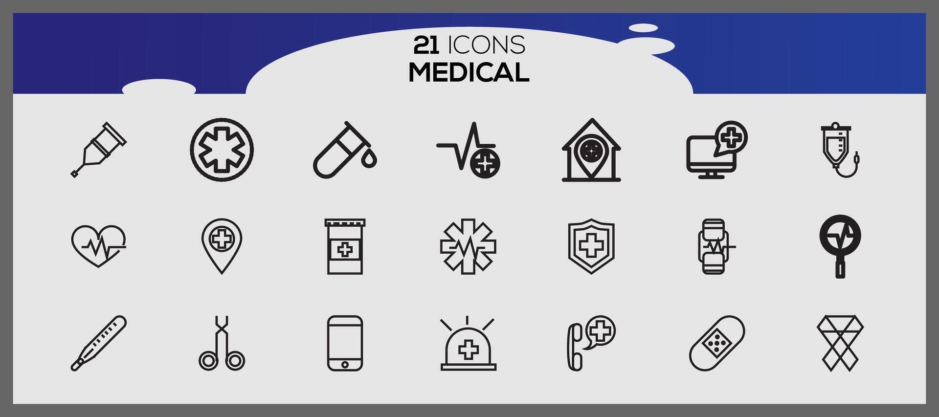 packa av medicinsk ikoner. hälsa ikoner uppsättning. medicinsk ikoner packa. vektor