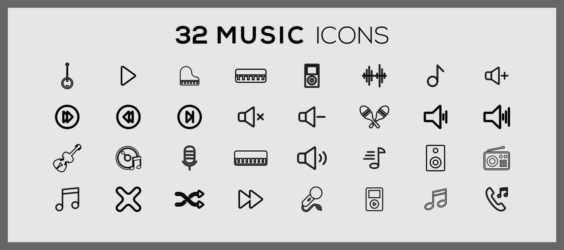 Musik- Symbol Sammlung. Musik- Instrumente und einstellen Symbole. einstellen von Musik- Musical Instrumente Symbole. vektor