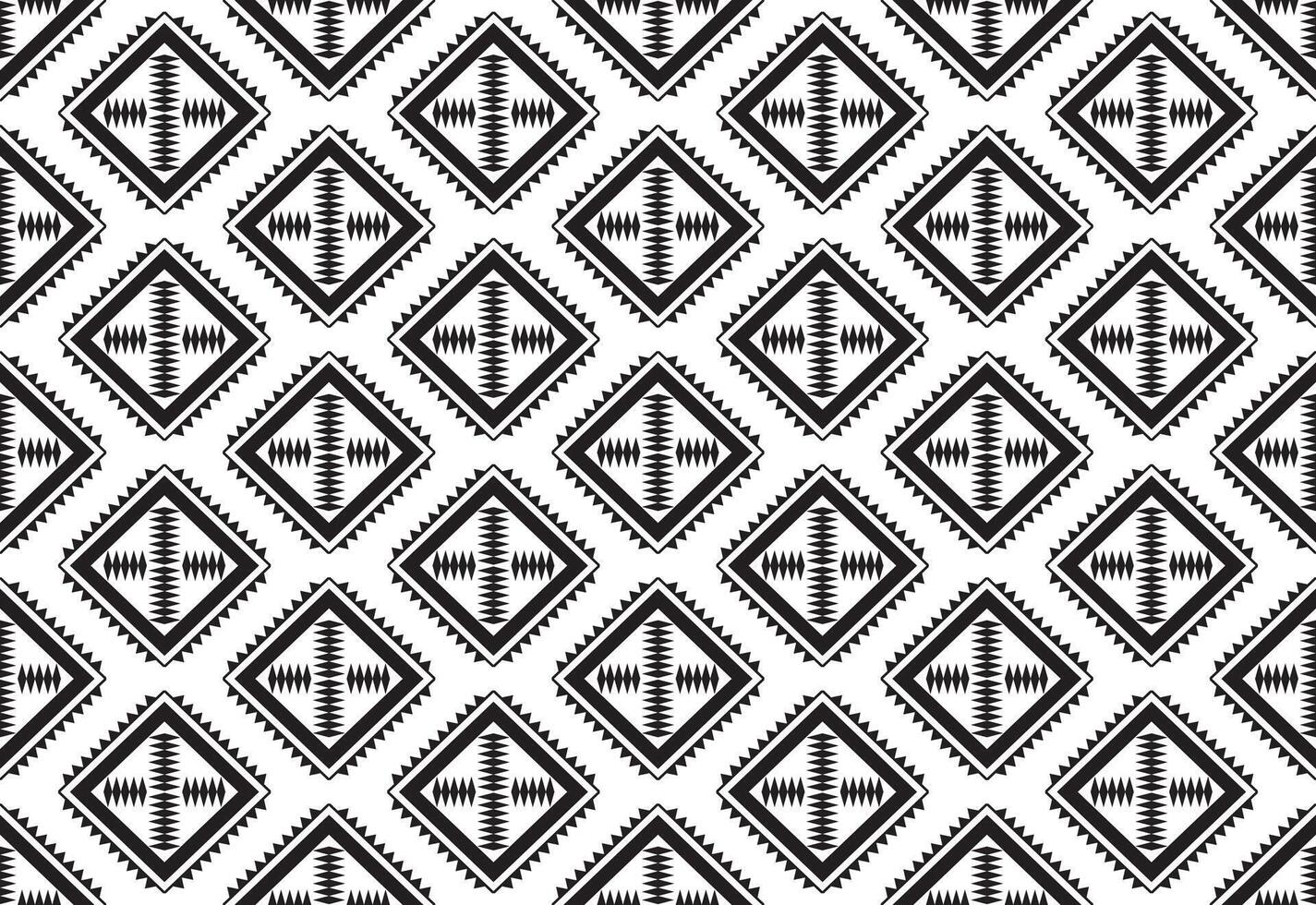 Stammes- traditionell Stoff Batik ethnisch. Ikat Blumen- nahtlos Muster Blätter geometrisch wiederholen Design zum Hintergrund, Verpackung, Mode, Teppich, Kleidung. schwarz und Weiß vektor
