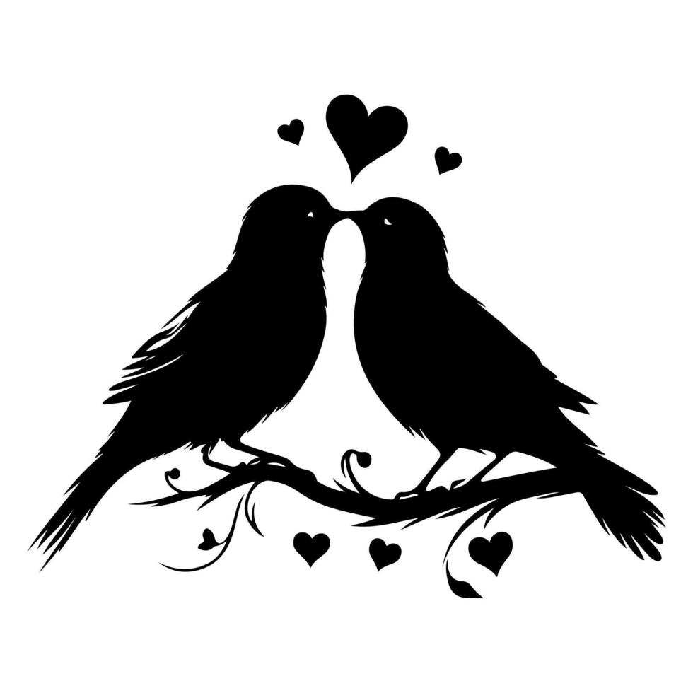Vögel fliegen zu machen ein Herz gestalten von Liebe. Hand Zeichnung Geburt Silhouette schwarz Gliederung Kunst isoliert auf Weiß Hintergrund, Vektor Illustration