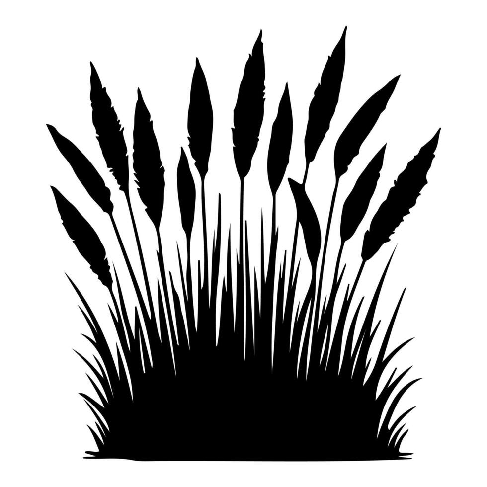 horisontell svart gräs landa silhuetter. kultiverad gräsmatta vektor illustration på vit bakgrund med kopia Plats för text
