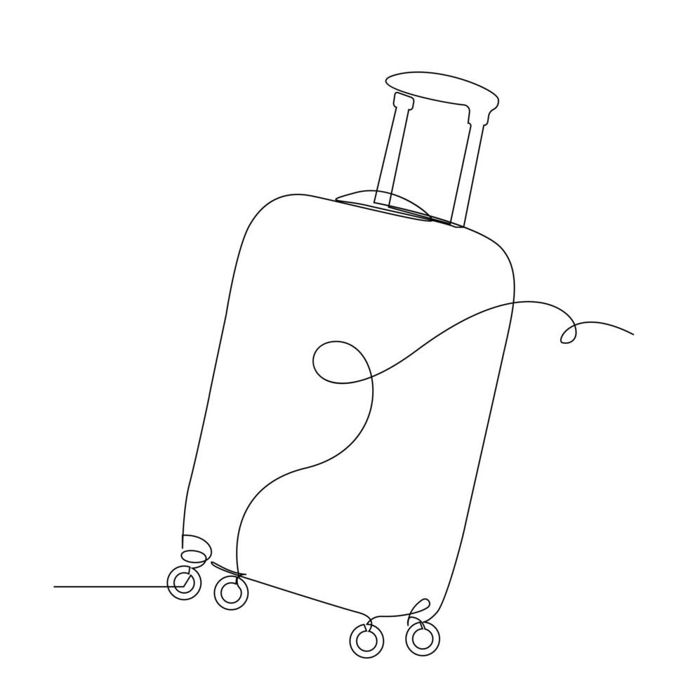 trolly väska kontinuerlig ett linje konst vektor av bagage design och illustration