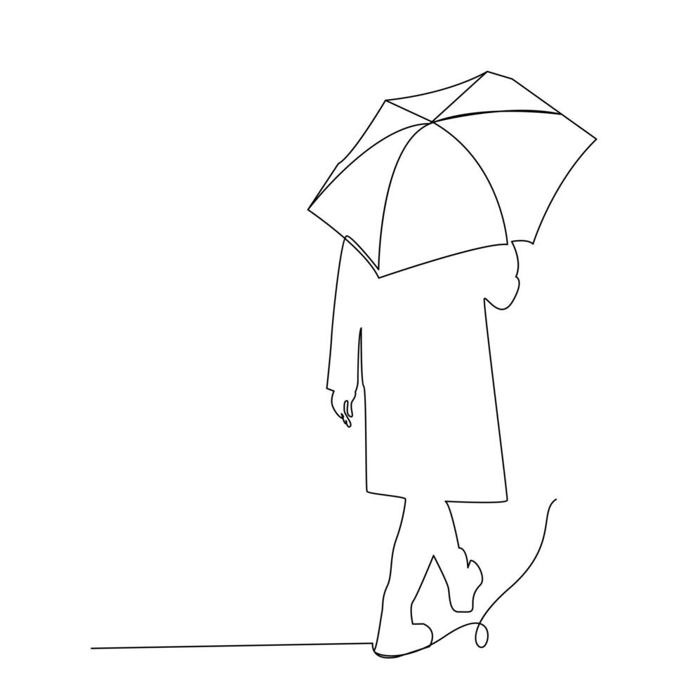 kontinuerlig ett linje paraply teckning illustrationer och vektorer design