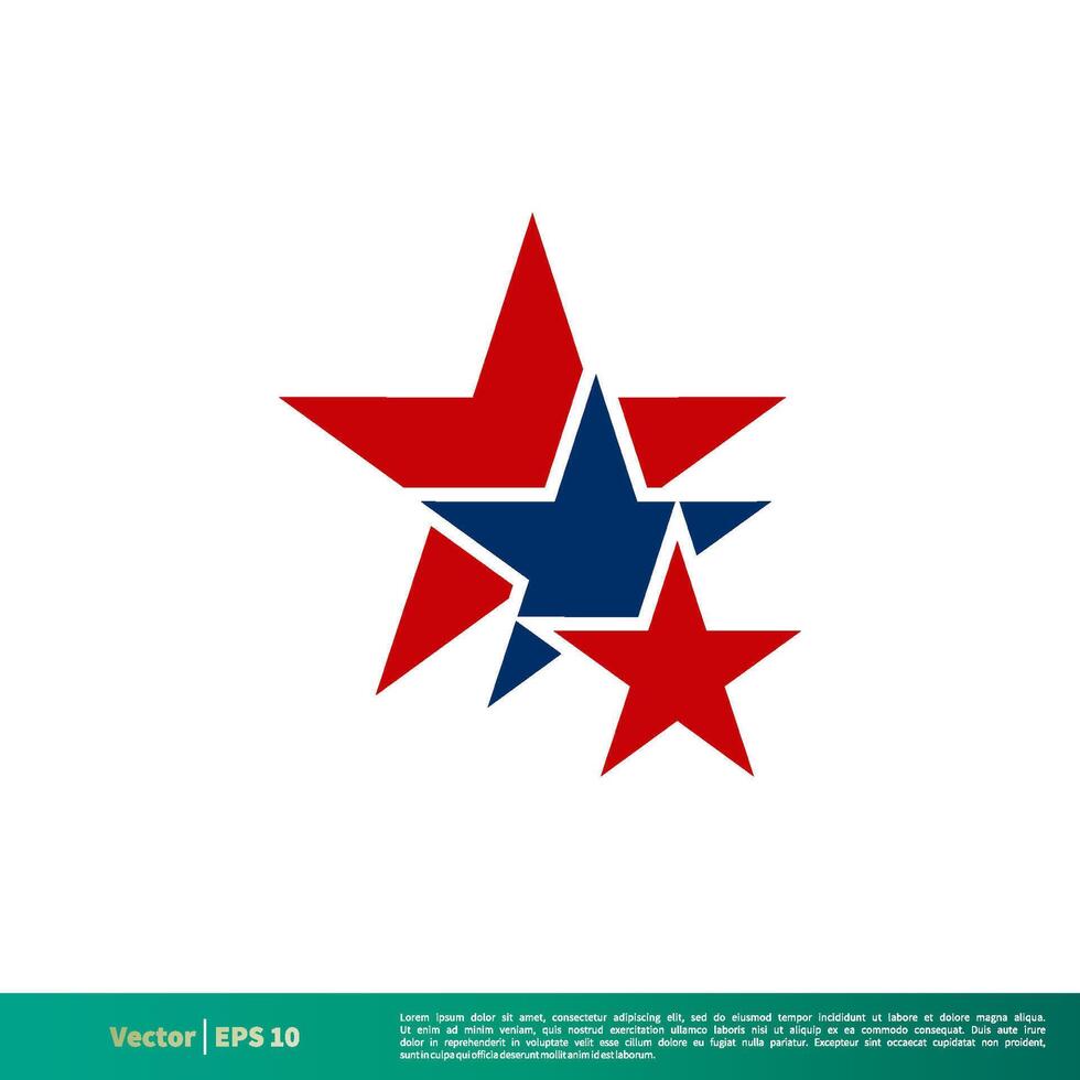 tre stjärnor, tennessee flagga ikon vektor logotyp mall illustration design. vektor eps 10.