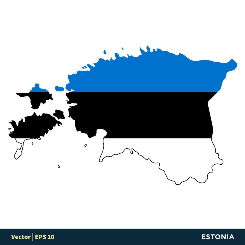 Estland - - Europa Länder Karte und Flagge Vektor Symbol Vorlage Illustration Design. Vektor eps 10.