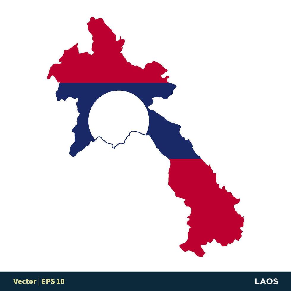 Laos - - Asien Länder Karte und Flagge Symbol Vektor Logo Vorlage Illustration Design. Vektor eps 10.