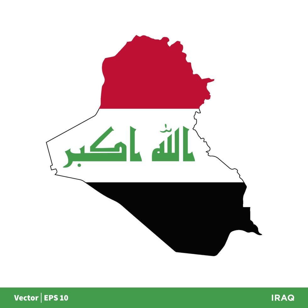 irak - Asien länder Karta och flagga ikon vektor logotyp mall illustration design. vektor eps 10.