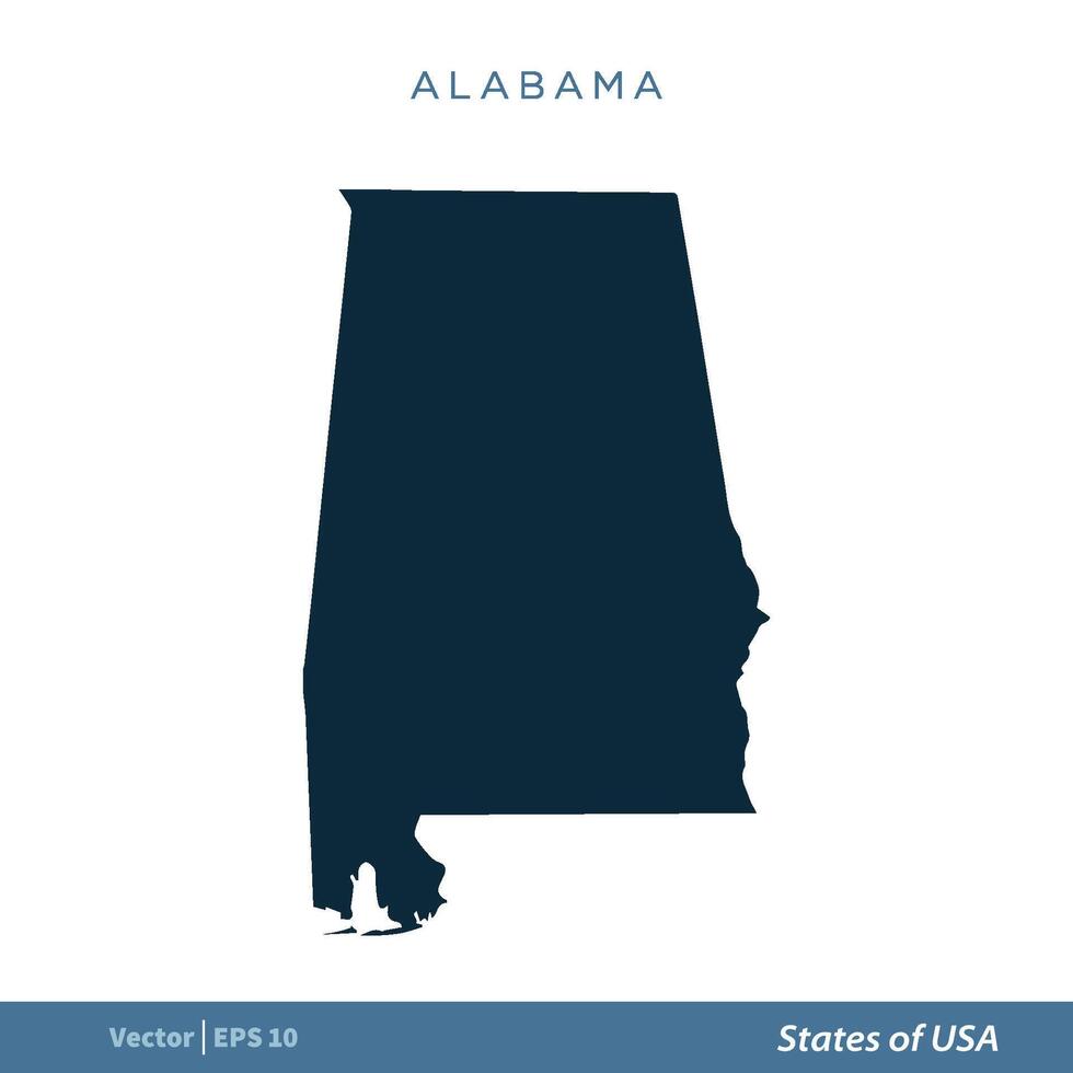 Alabama - - Zustände von uns Karte Symbol Vektor Vorlage Illustration Design. Vektor eps 10.