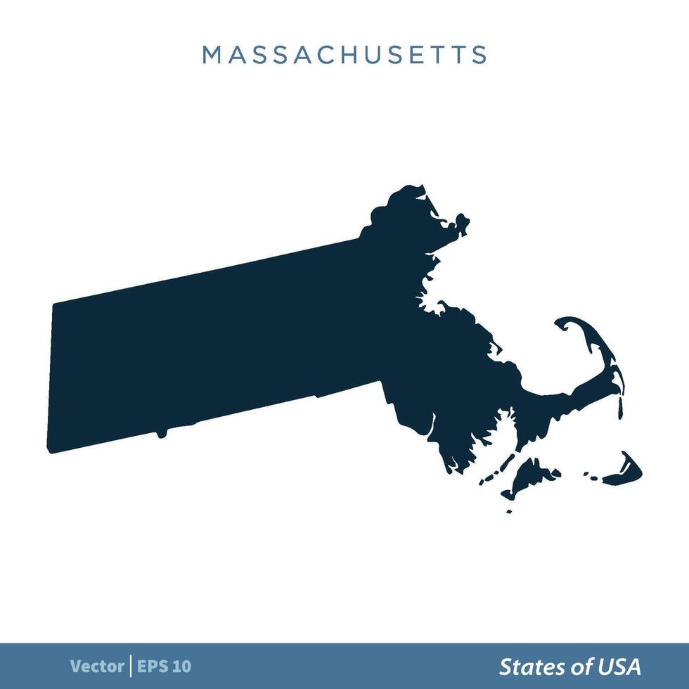Massachusetts - - Zustände von uns Karte Symbol Vektor Vorlage Illustration Design. Vektor eps 10.