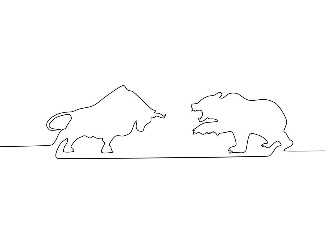 Björn och tjur fortsättning linje. Björn och tjur marknadsföra begrepp vektor
