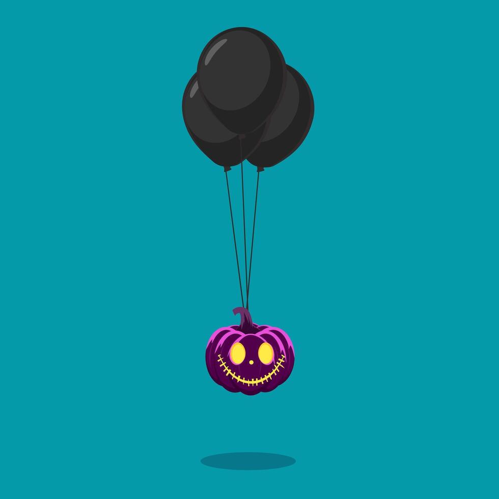 halloween pumpor med svart ballonger. halloween vektor