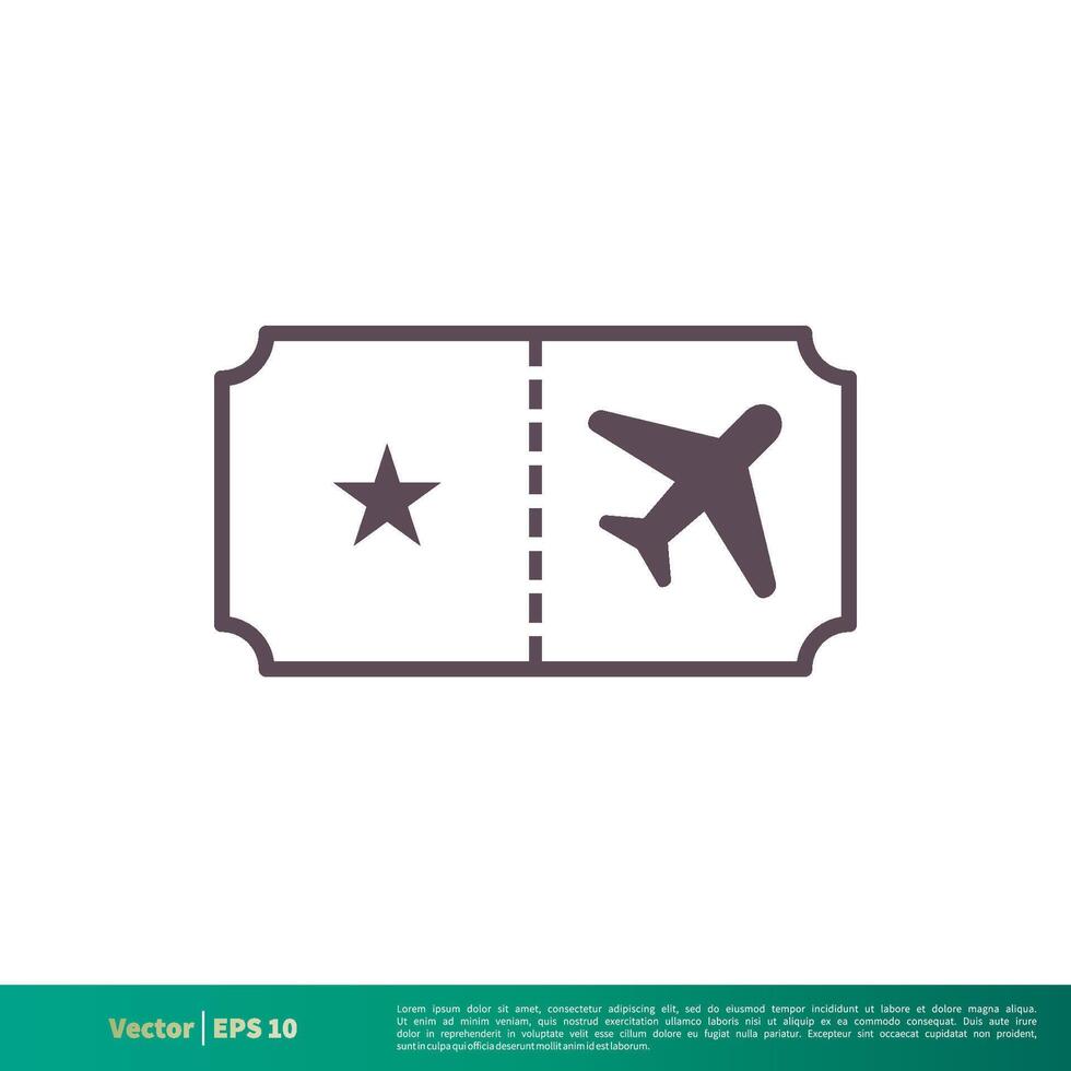 Flugzeug Fahrkarte Symbol Vektor Logo Vorlage Illustration Design. Vektor eps 10.