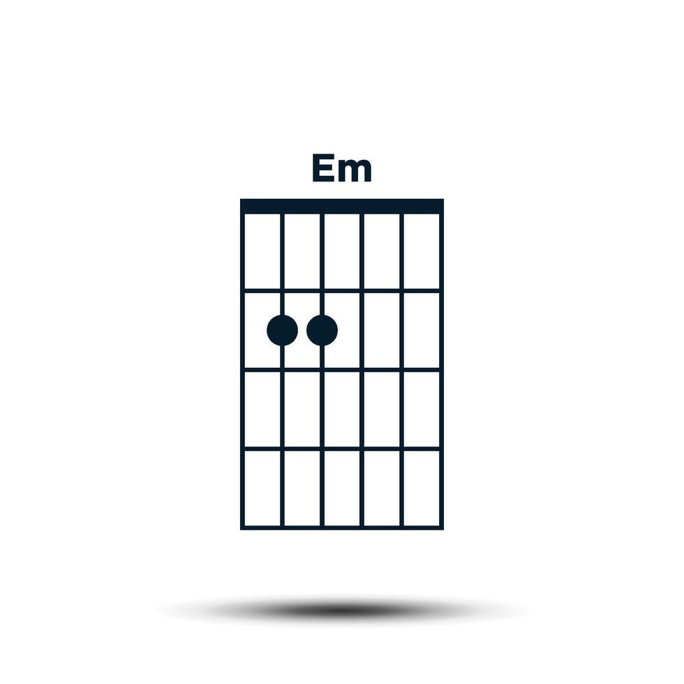 em, grundläggande gitarr ackord Diagram ikon vektor mall