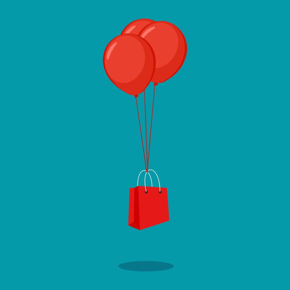 Einkaufen Taschen schweben mit Luftballons vektor