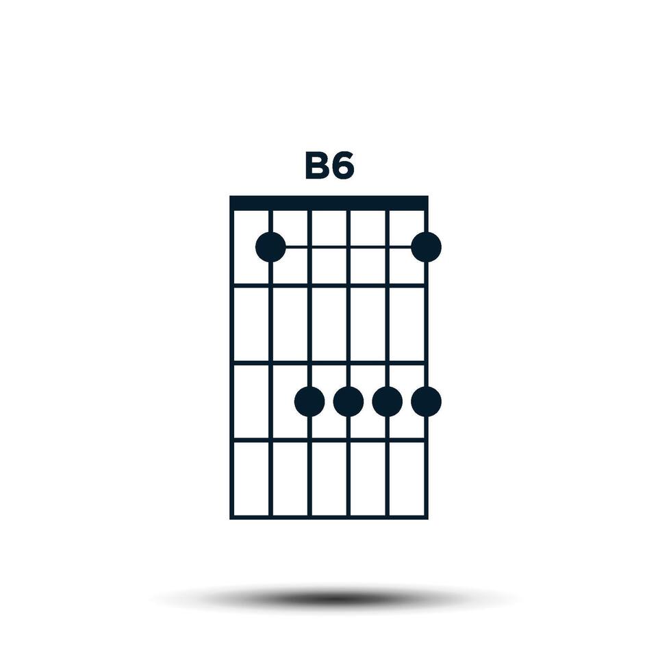 b6, Basic Gitarre Akkord Diagramm Symbol Vektor Vorlage