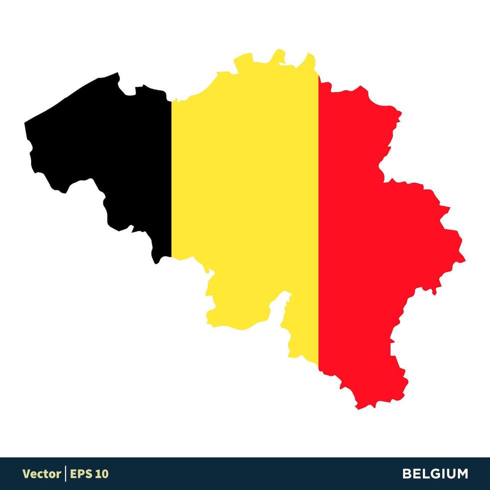 Belgien - - Europa Länder Karte und Flagge Vektor Symbol Vorlage Illustration Design. Vektor eps 10.