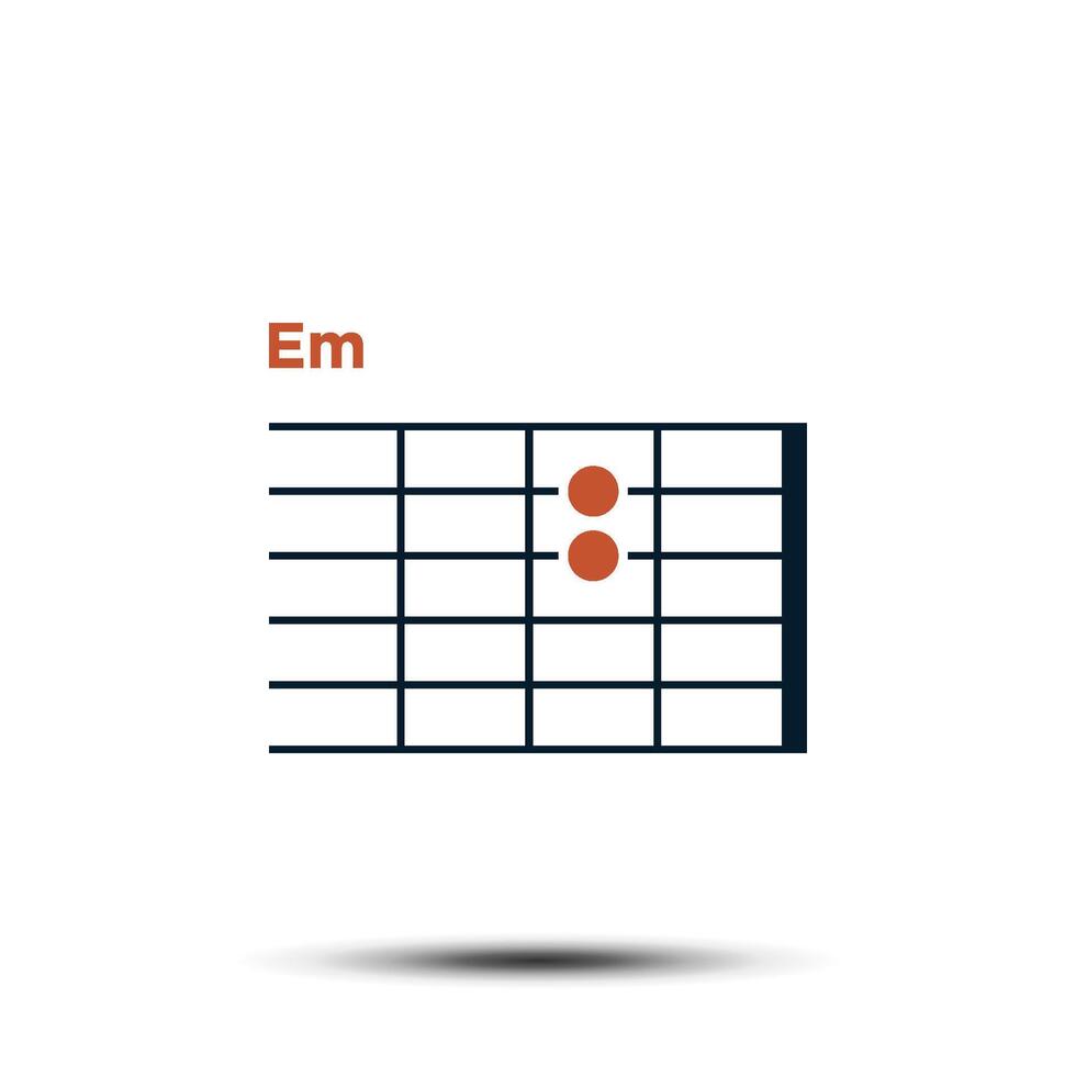 em, Basic Gitarre Akkord Diagramm Symbol Vektor Vorlage